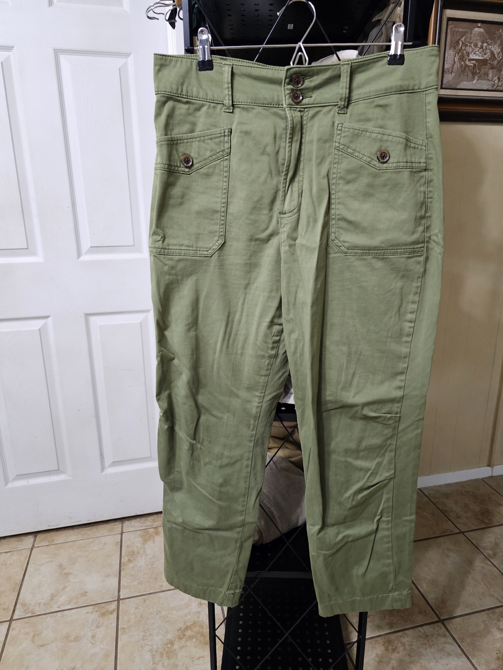 LC Lauren Conrad Olive Green High-Waist Utility Trousers